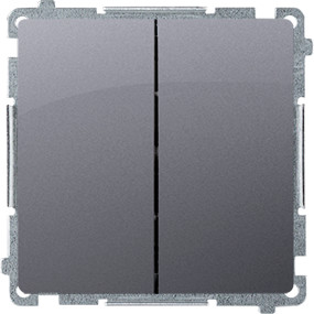 Simon Przycisk podwójny Basic BMP2.01/43 zwierny dwuobwodowy srebrny
