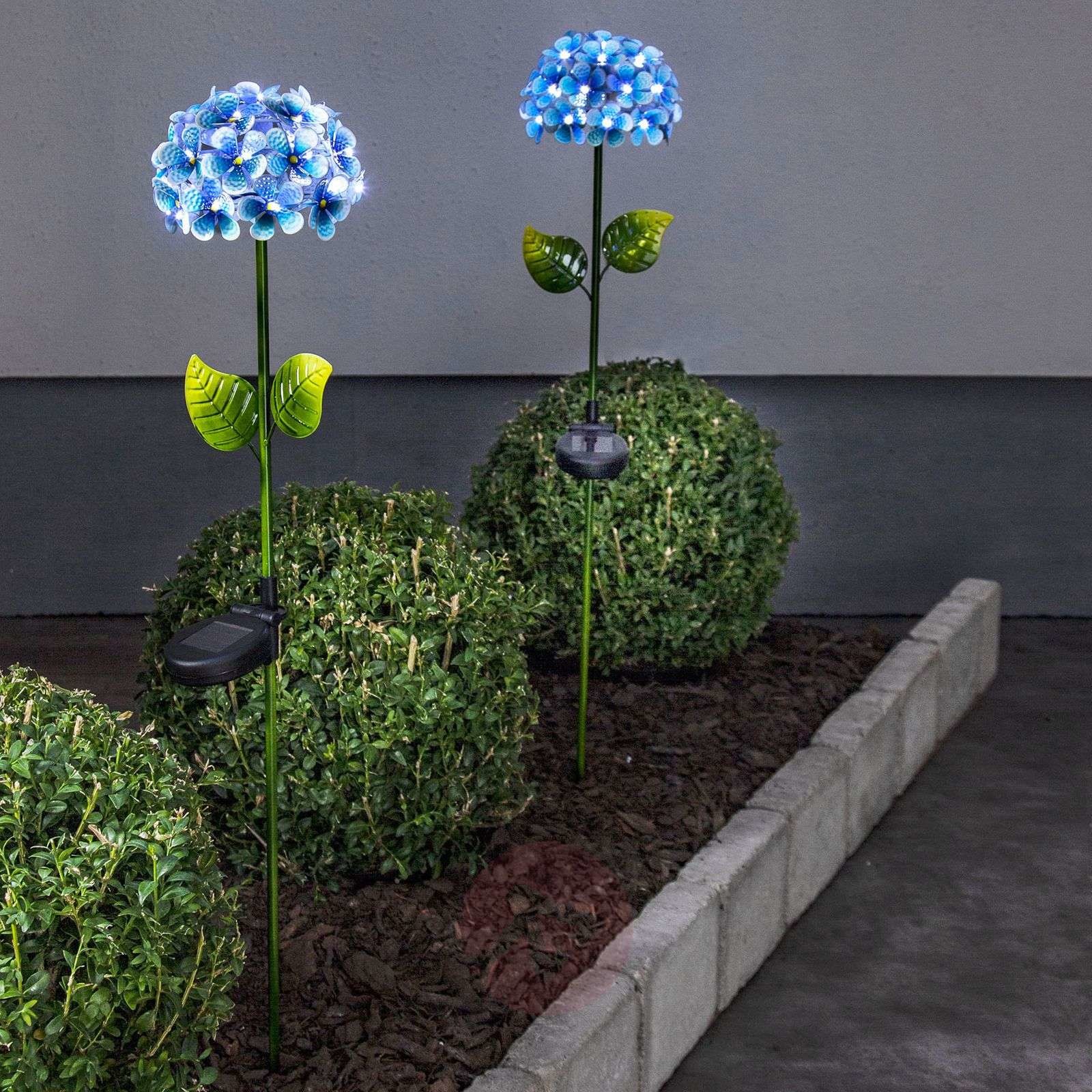 Best Season Lampa solarna Hotensia kształt kwiatu, niebieska