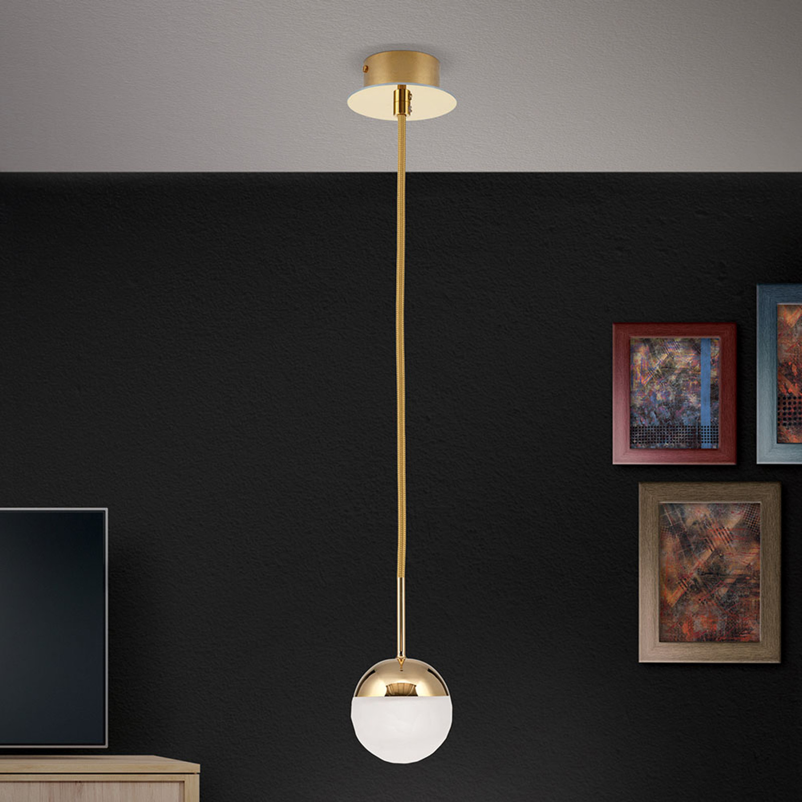 Orion Lampa wisząca LED Ball, 1-punktowa, złota