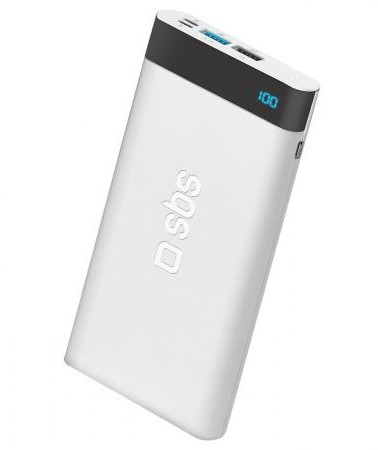 SBS 10 000 mAh LED PD Pocket USB-C 2xUSB czarny