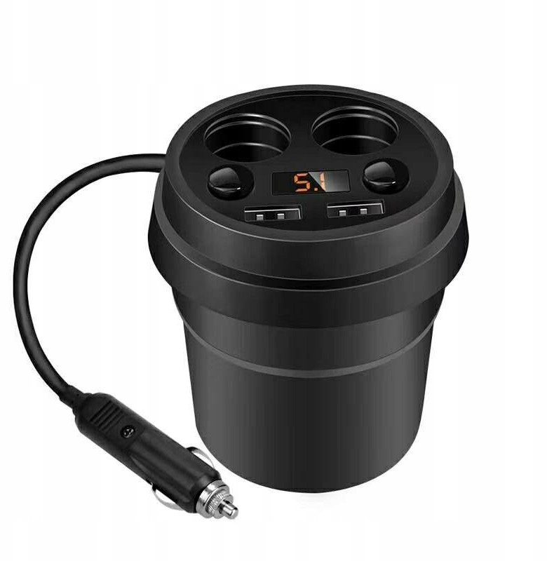rozgałęziacz na kubek samochodowy 2xGN 2xUSB 3.1A