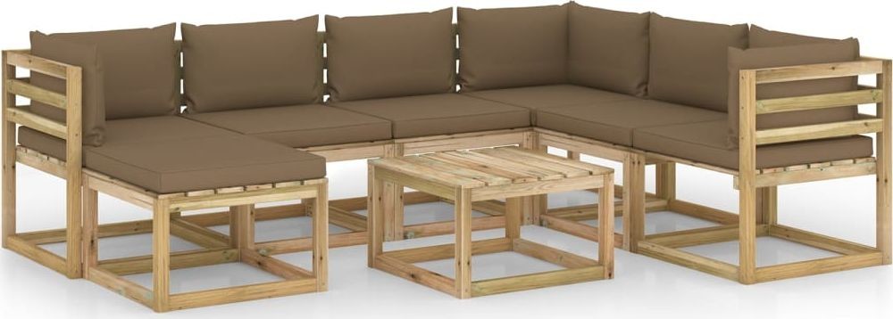 vidaXL 8-cz zestaw wypoczynkowy do ogrodu z poduszkami drewniany 3065195