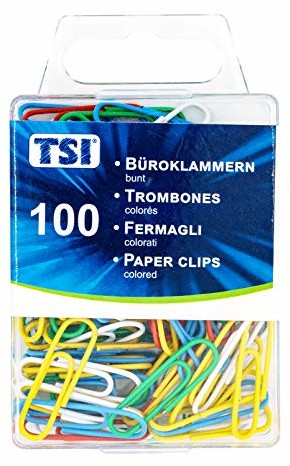 TSI Spinacze biurowe TSI, 26 mm, 100 sztuk, kolorowe 4022792480996