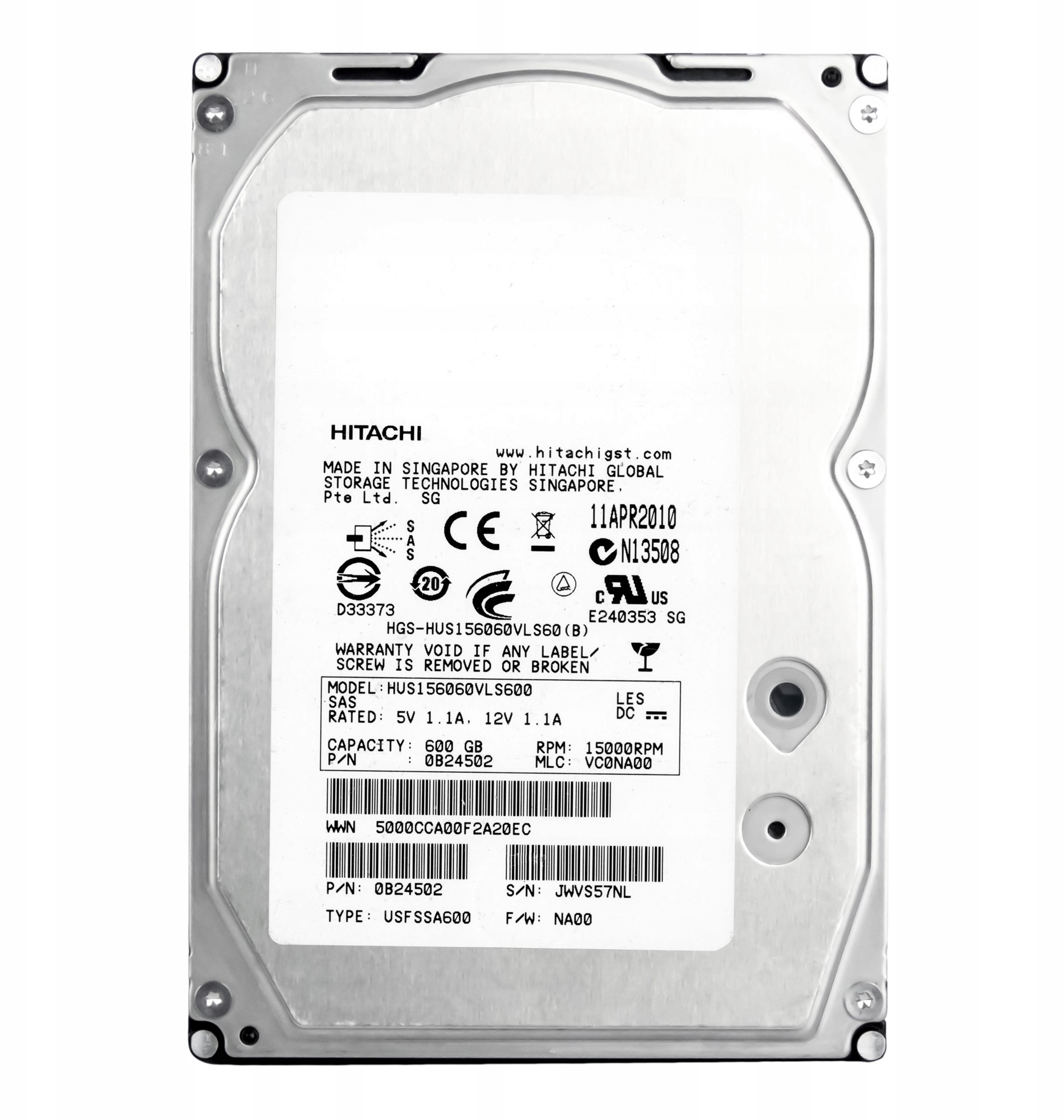 HGST 600GB 15k 64MB SAS-2 3.5'' HUS156060VLS600