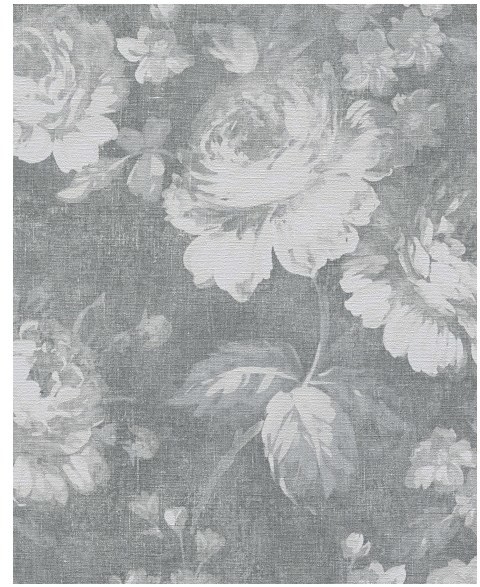 Tapeta winylowa na flizelinie Floral 10 m grafitowa 336041