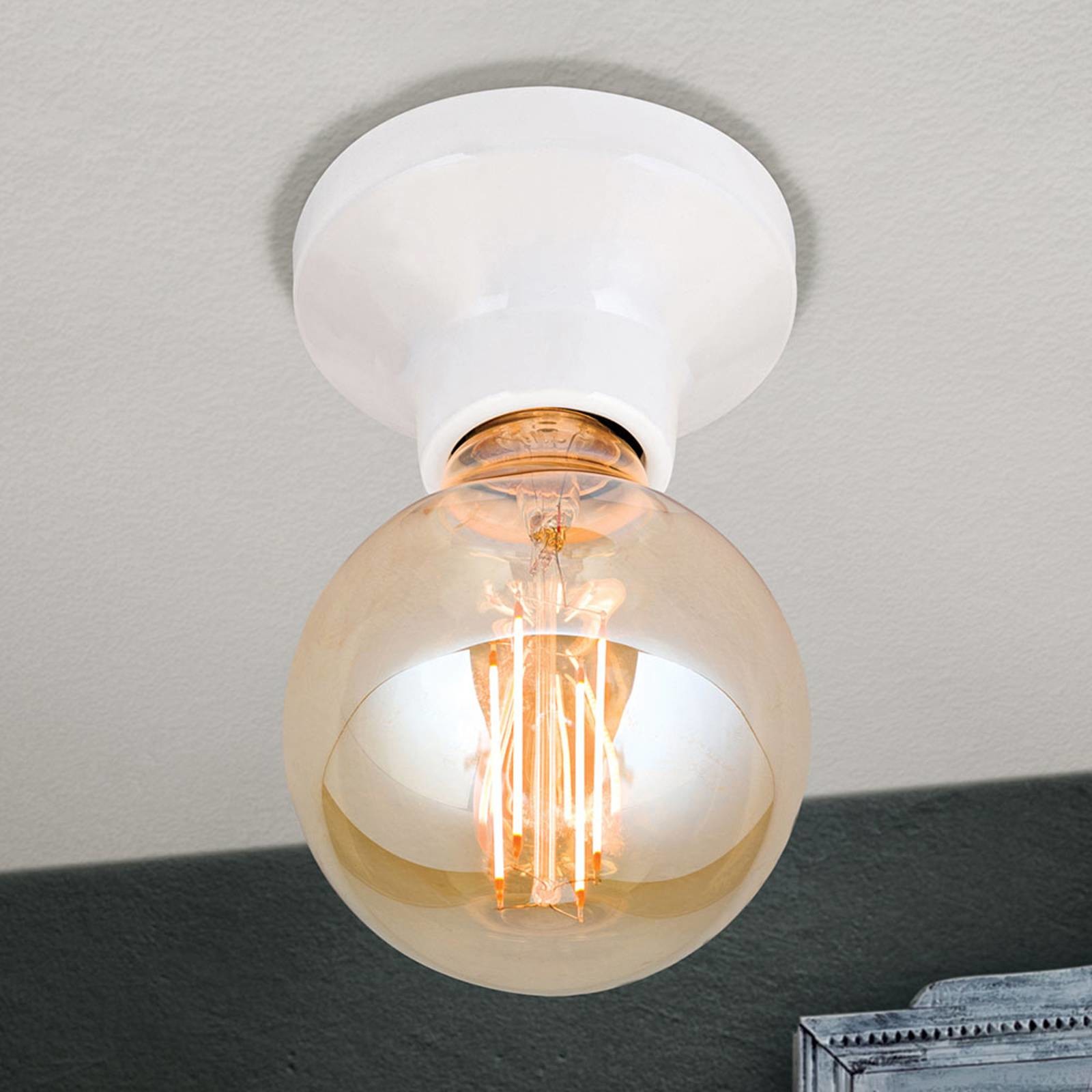 Orion Lampa sufitowa Frost z ceramiki, biała