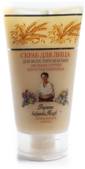 Pierwoje Reszenie Receptury Babuszki Receptury Babuszki wygładzający peeling do każdego rodzaju cery otręby owsiane & kiełki pszenicy 150ml