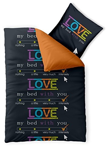 CelinaTex Fashion Love komplet pościeli, różne rozmiary, bawełna renforcé,  Öko-Tex, czarny, 155 x 220 cm 3596