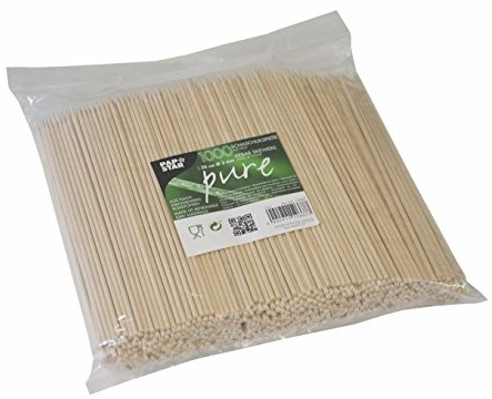 Papstar 1000 Szaszłyk szaszłyki, drewno,  3 MM, 20 cm 12667