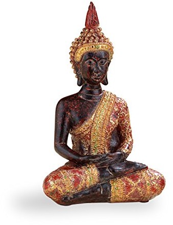 Pajoma 48374 meditierender dekoracyjny Budda z Czerwony  złoty robe, wys. 18 cm 48374