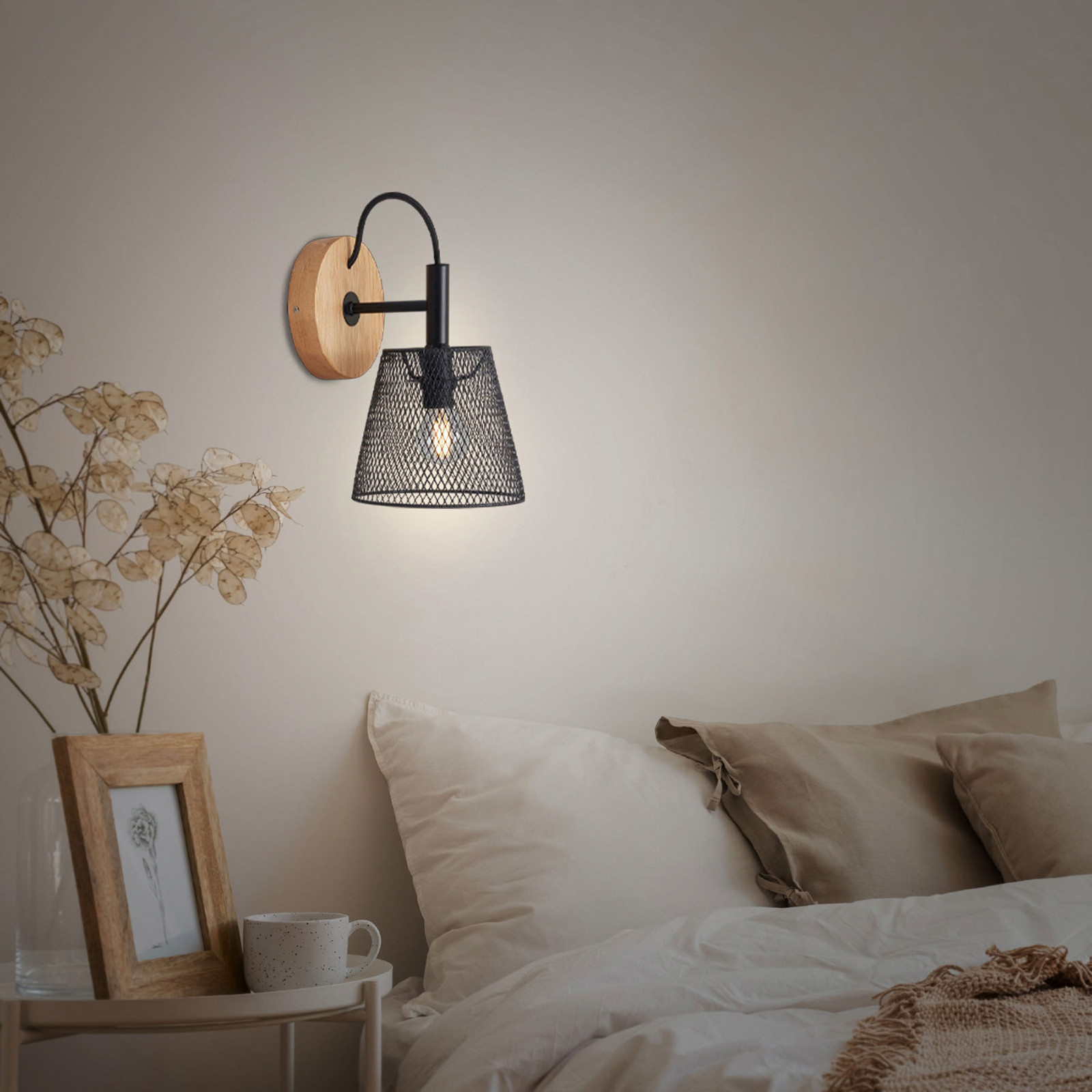 BRILONER Wood & Style 2077 lampa ścienna, metalowy klosz