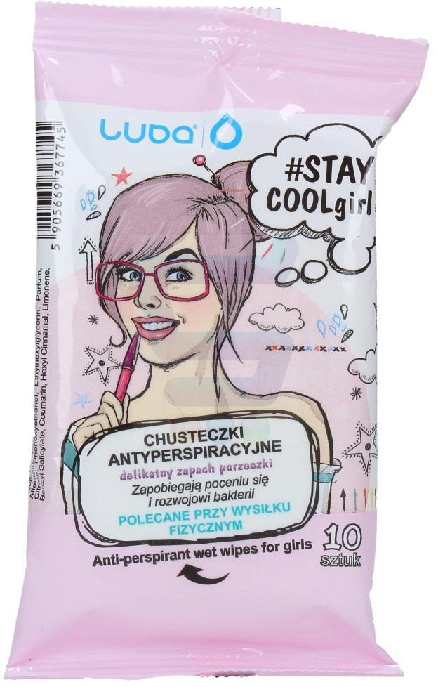 Luba #Stay Cool Girl Antyperspiracyjne chusteczki nawilżane Porzeczka 10 szt.