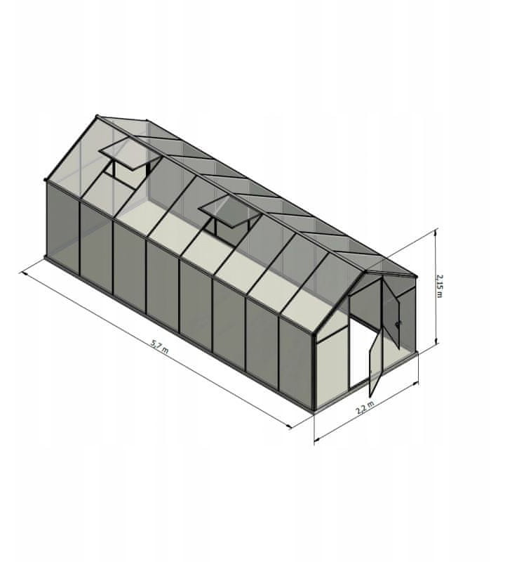 4iQ Szklarnia Ogrodowa 13m2 Sanus L 12 Poliwęglan ALU