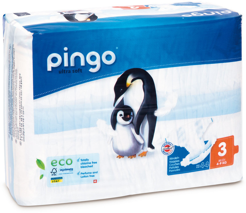 HYGA AG Pingo, Ultra Soft, Pieluchy jednorazowe, rozmiar 3, Midi, 4-9 kg, 44 szt.
