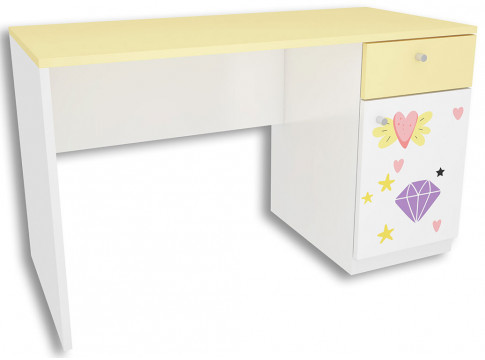 Biało-żółte biurko dla dziewczynki T5-W04