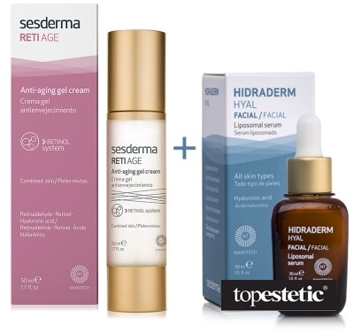 Sesderma Reti Age Anti-Aging Gel Cream + Hidraderm Hyal Liposomal Serum ZESTAW Krem-żel przeciwstarzeniowy 50 ml + Serum Liposomowe 30 ml