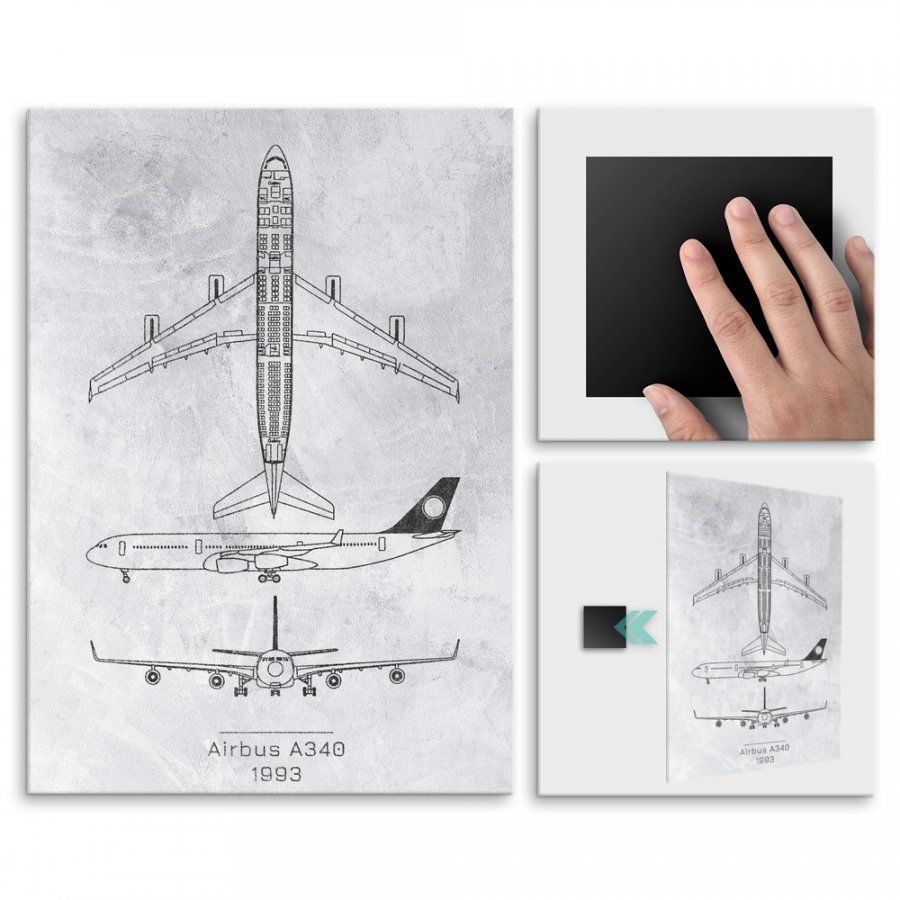 Pix4home Plakat metalowy Airbus A340 Projekt Stone L POS-L-02767