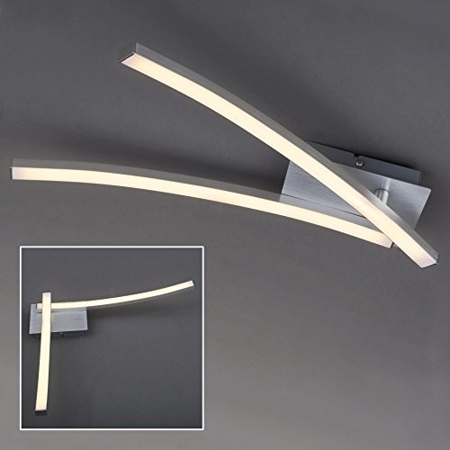 Briloner Leuchten lampa sufitowa LED, wygięta lampa sufitowa, 2-punktowa lampa wisząca, 2 X 6 W, ciepłe białe światło, 55.4 cm, w kolorze aluminium 3259-029
