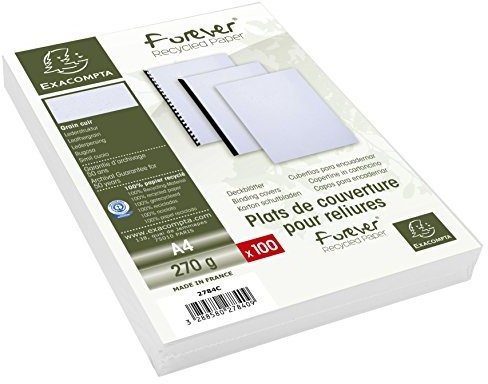 Forever Clairefontaine 2780 °C EVER Cover, Recycle kartonu o strukturze skóry, DIN A4, 270 G/M, 100 sztuk, biały 2784C