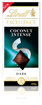Lindt EXCELLENCE CZEKOLADA CIEMNA Z KARMELIZOWANYMI PŁATKAMI KOKOSOWYMI 100 G Zakupy dla domu i biura! 672732