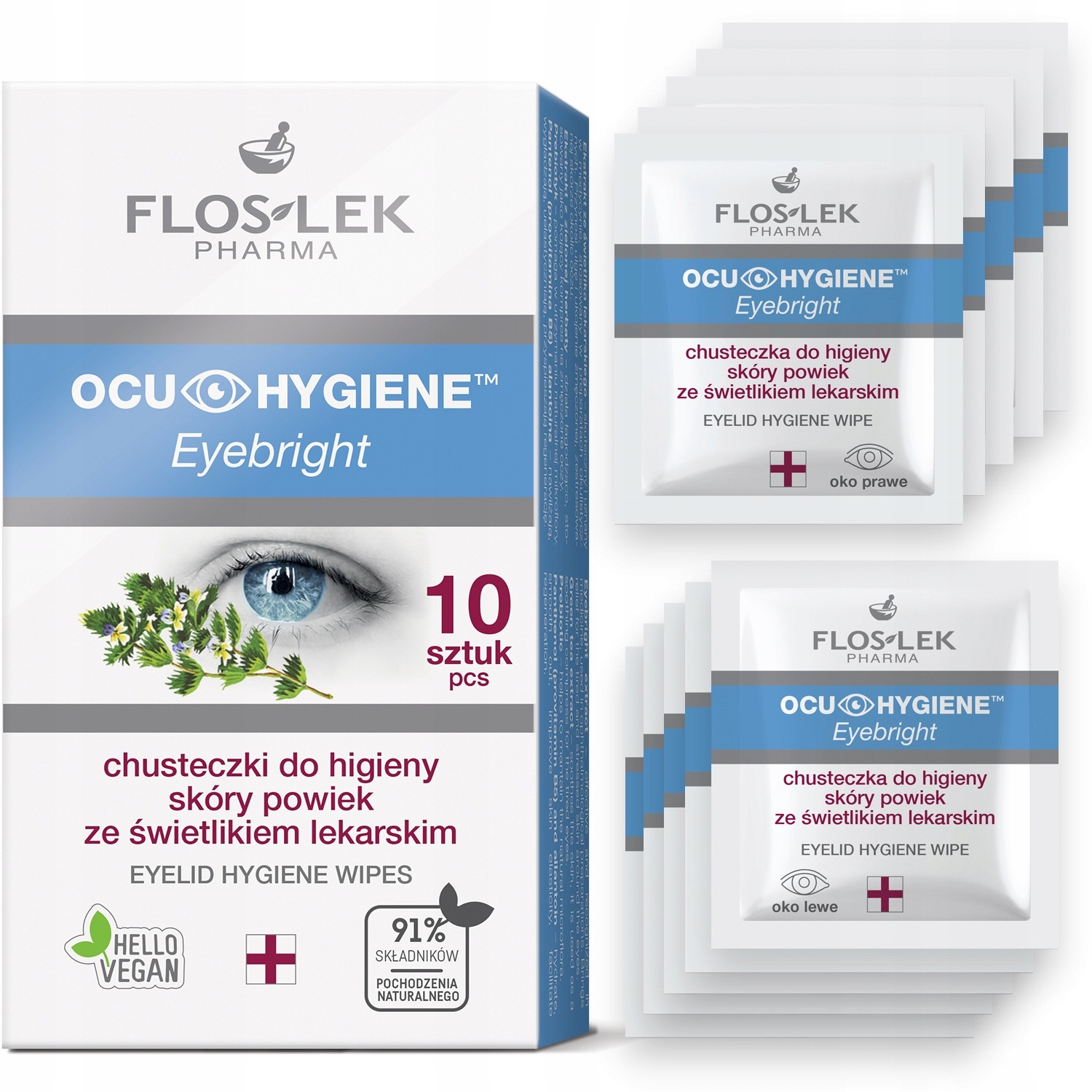 Chusteczki oczyszczające do powiek 10 szt + gratis