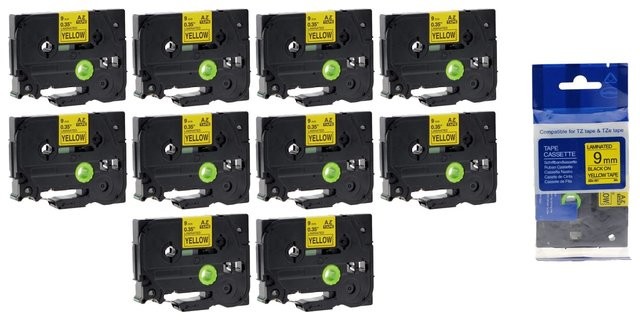 Brother Aimotech Taśma 10-pak zamiennik do 9mm/8m żółta czarny nadruk 10xTZE621 10xAZE621