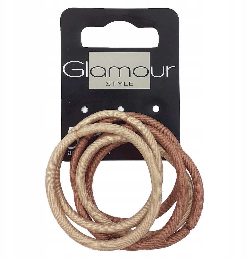 Glamour Gumki do włosów bez metalu Beżowe 6szt