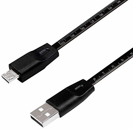 LogiLink USB 2.0 kabel przyłączeniowy z linijką, USB (typ A) do micro-USB, czarny, 1 m CU0158