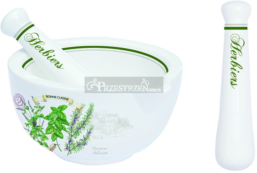 Nuova Cer Easy life r2s PORCELANOWY MOŹDZIERZ KUCHENNY I TŁUCZEK DO ZIÓŁ I PRZYPRAW - HERBS ZIOŁA - 823 HERB