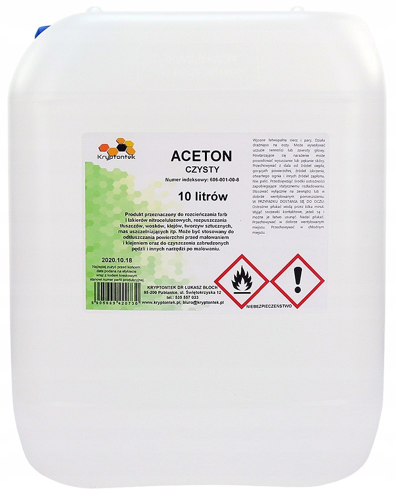 Aceton Czysty Techniczny Zmywacz Odtłuszczacz 10L