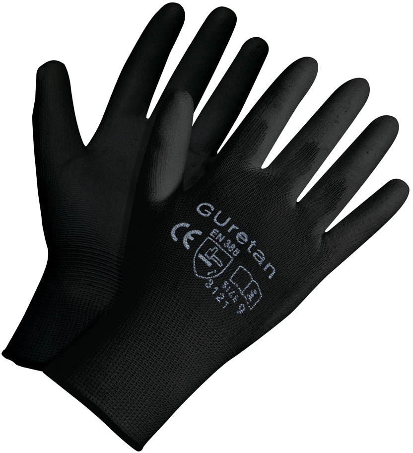Rękawice z poliestru, powlekane poliuretanem Guretan 10 czarne