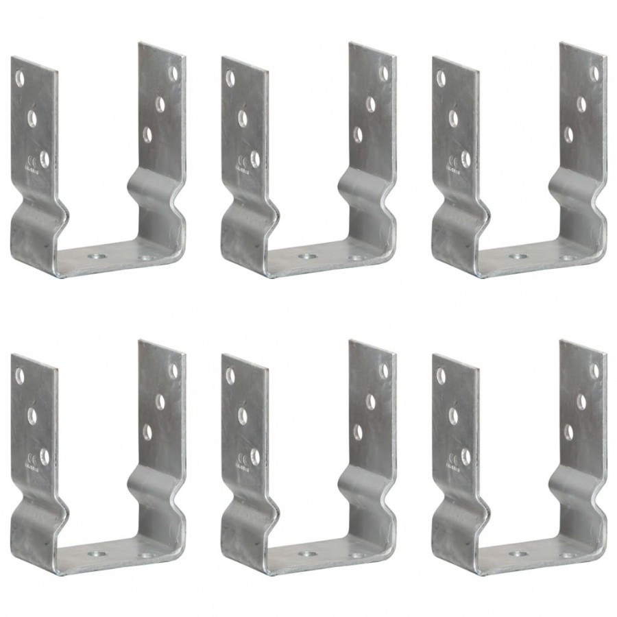 Vida Kotwy do słupków 6 szt. srebrne 10 x 6 x 15 cm stal V-145336
