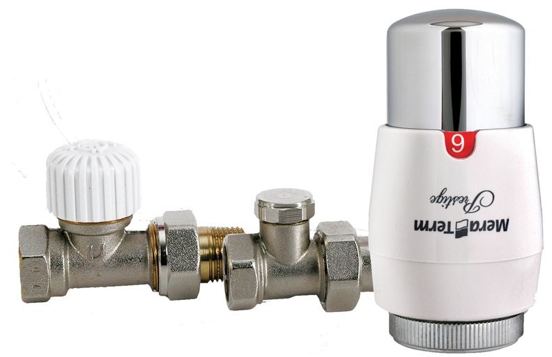 Vario Term Zestaw zaworów Standard Prestige biały + chrom, Typ zaworu: Prosty STGS0201C/FP