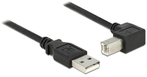 Delock Cable USB 2.0 A Male > USB 2.0 B wtyk kątowy 90 G na dole 0,5 m Czarny 84809