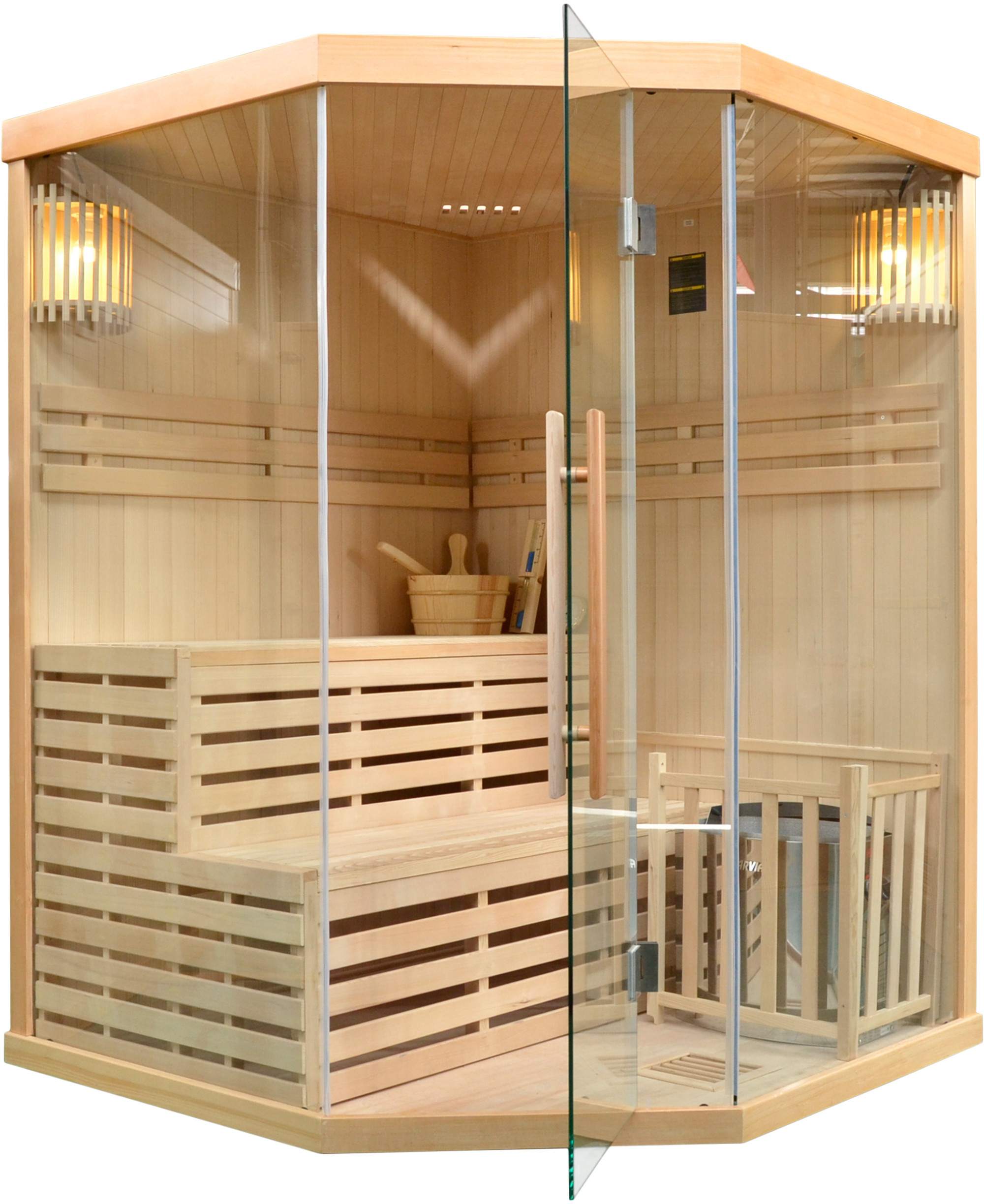 Home&Garden Sauna fińska narożna EA3C Natural z piecem 144623