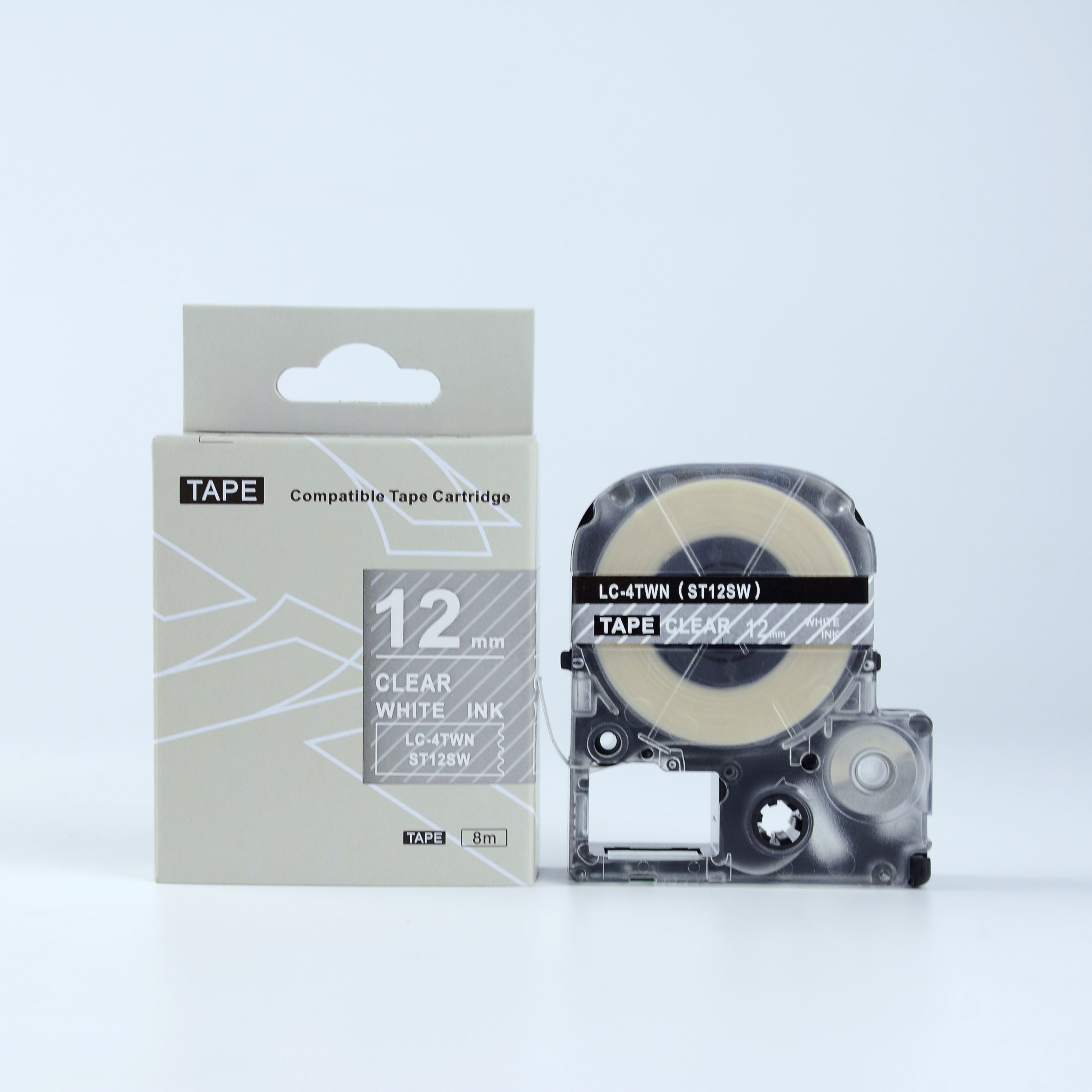 Epson LK-ST12SW, 12mm x 9m, biały druk / przezroczysty podkład, taśma zamiennik