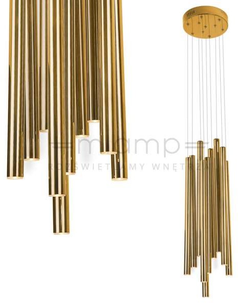 Maxlight LAMPA wisząca ORGANIC P0265D metalowa OPRAWA tuby LED 10W 3000K zwis sople złote P0265D