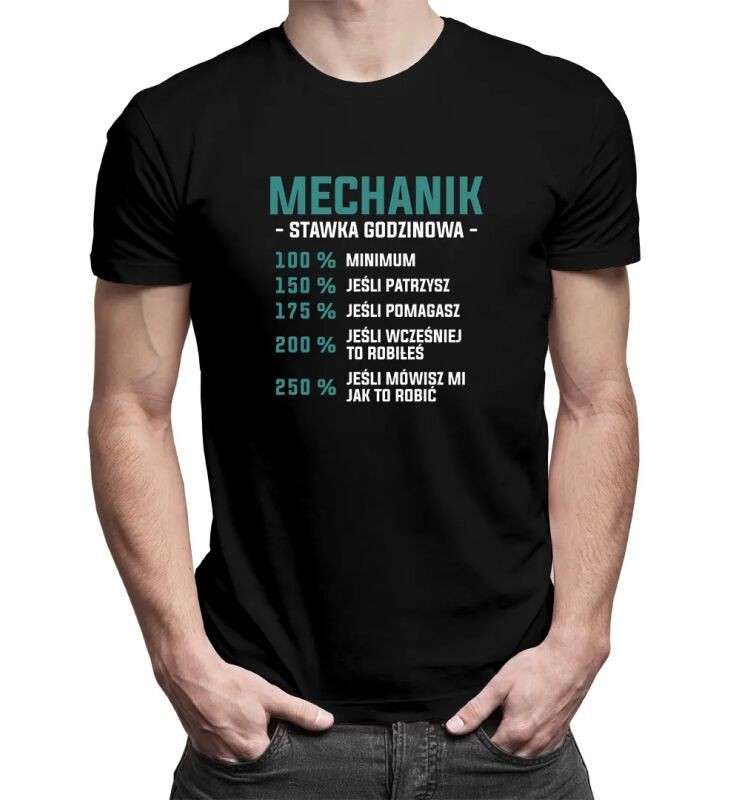 Koszulkowy Mechanik - stawka godzinowa - procentowa - męska koszulka z nadrukiem 13246