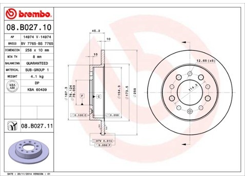 BREMBO Tarcza hamulcowa 08.B027.11
