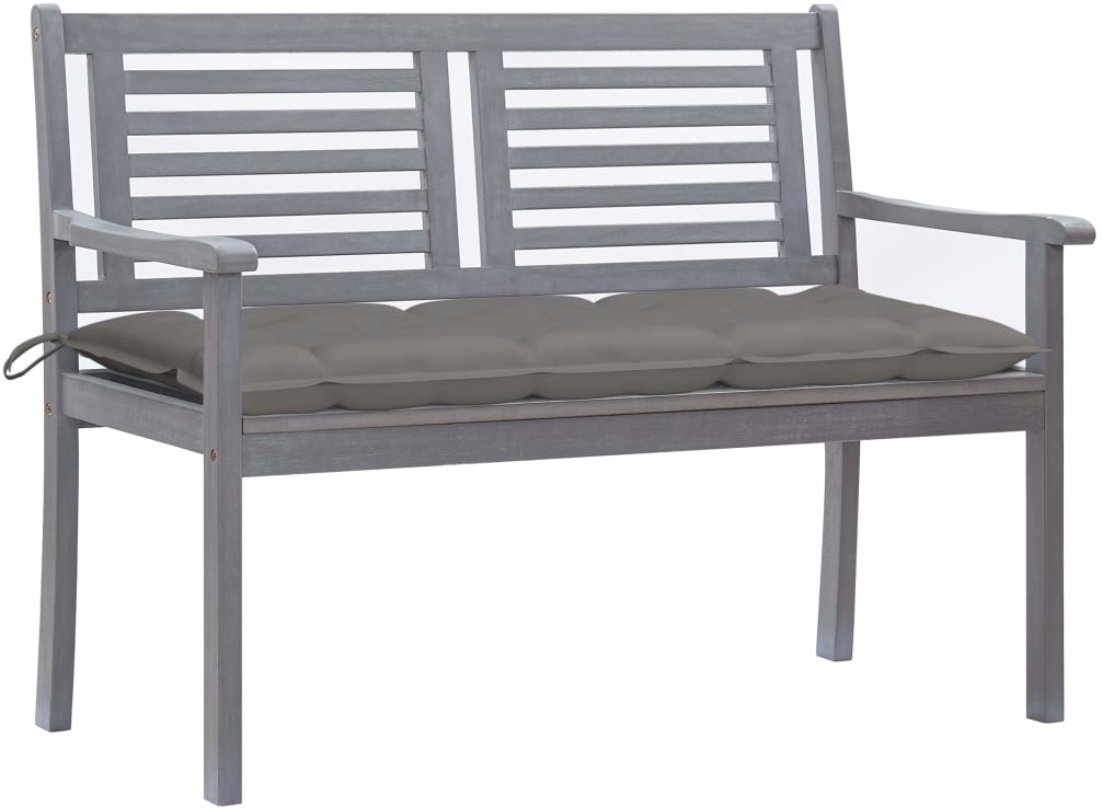 vidaXL 2-os. ławka ogrodowa z poduszką, 120 cm, szara, eukaliptus