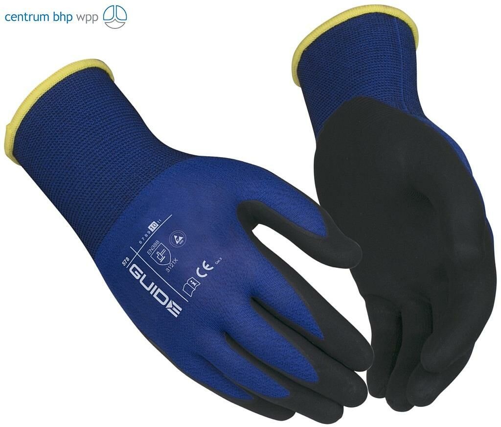 GUIDE Gloves RĘKAWICE OCHRONNE 578 ESD; EN 388:2016 3121X; EN 407:2004 X1XXXX