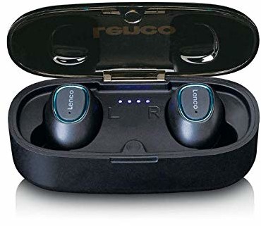 Lenco Lenco EPB-410 bezprzewodowe słuchawki douszne z etui do ładowania, 400 mAh, czas odtwarzania 2,5 godziny, wodoszczelność IPX4, Bluetooth V4.2, kolor czarny EPB-410 black