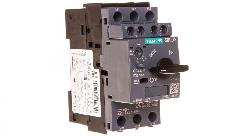 Siemens Wyłącznik silnikowy 3P 9kW 14-20A 1Z 1R S0 3RV2021-4BA15 3RV2021-4BA15