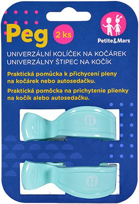 PETITE&MARS Klips Peg na wózek 2 szt miętowy