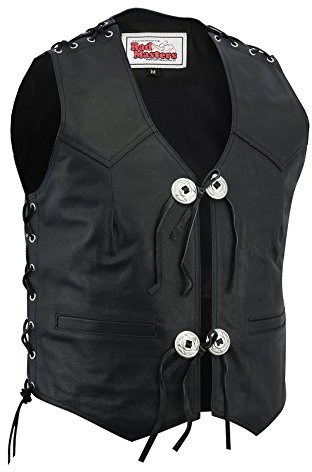 German Wear Skórzana kamizelka motocyklowa Conchoweste kamizelka motocyklowa czarna, rozmiar: XL GW692 Black Schwarz XL