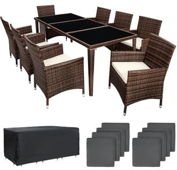 TecTake Meble ogrodowe technorattan Monaco czarny/brązowy 401162