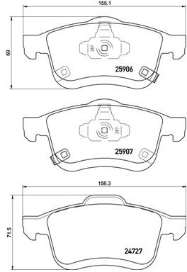 BREMBO Zestaw klocków hamulcowych, hamulce tarczowe P 23 155