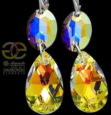 Swarovski piękne długie kolczyki AURORA SREBRO