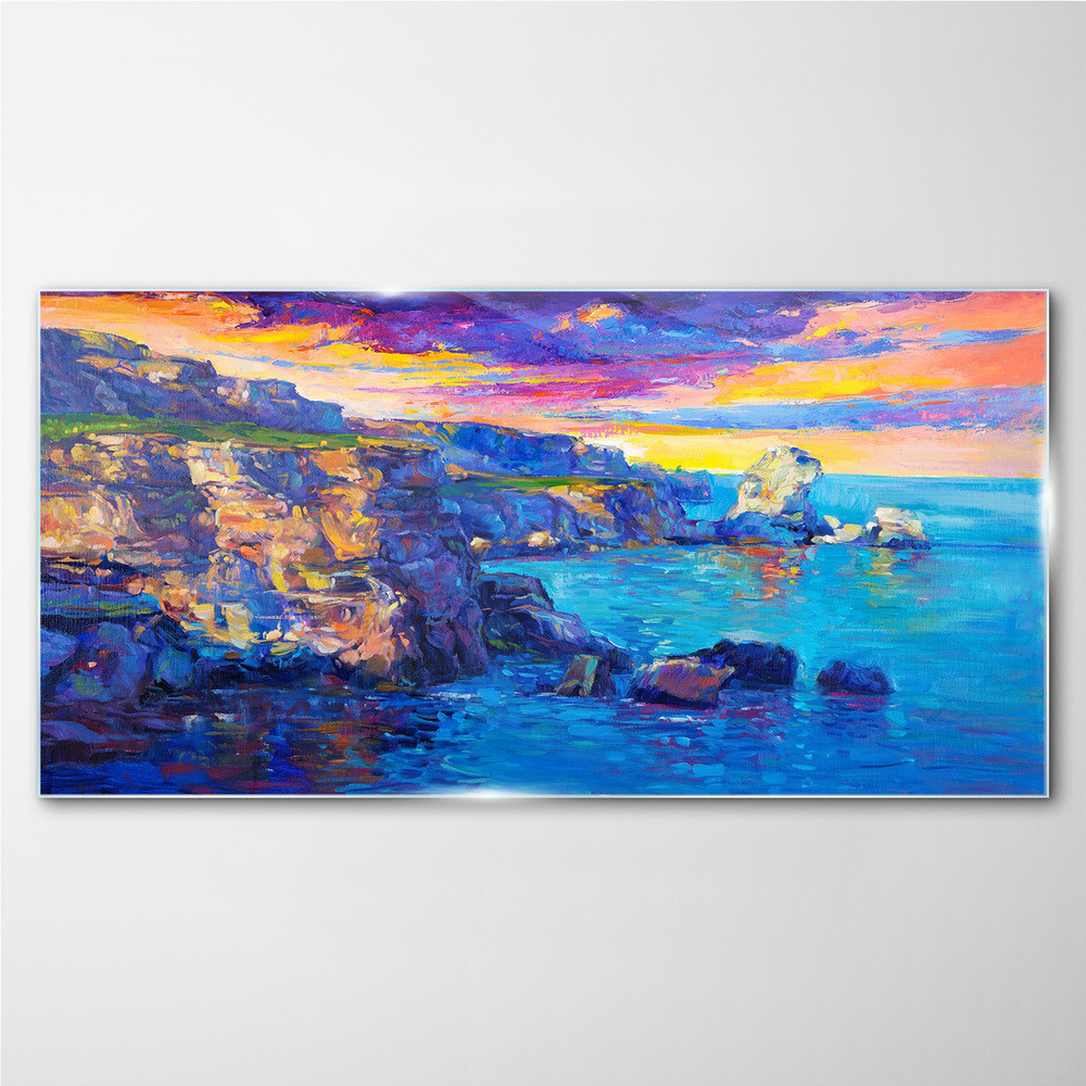 PL Coloray Obraz Szklany wybrzeże klify zachód słońca 100x50cm