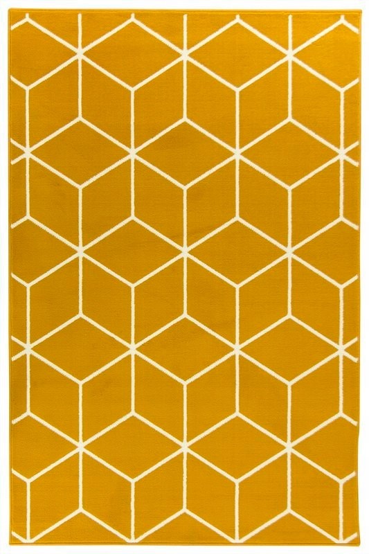 140x200 cm Nowoczesny Musztardowy Dywan Luna Romby